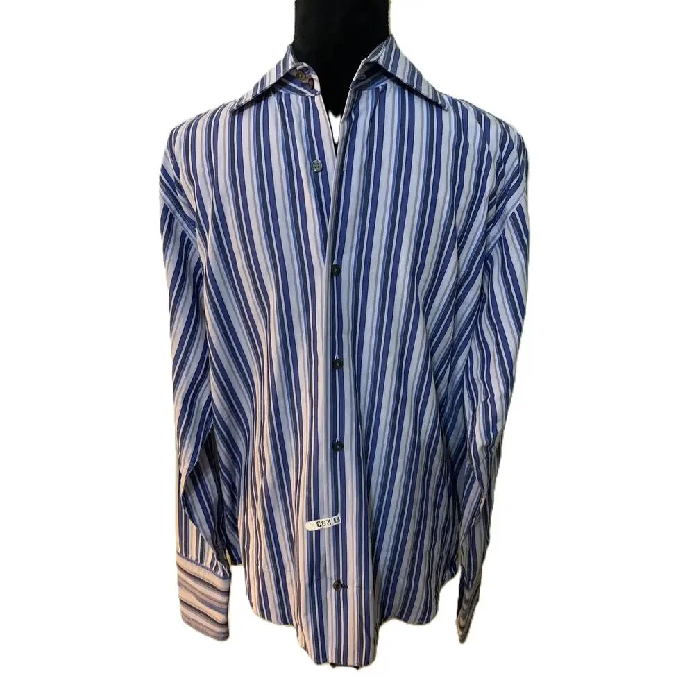 Banana Republic Shirt Gray Blue Print Standard Fit Soft Wash Men's Large